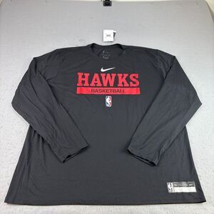 Atlanta Hawks Nike Shirt Mens 2XL Black Dri-Fit Team Issued Long Sleeve Shooting